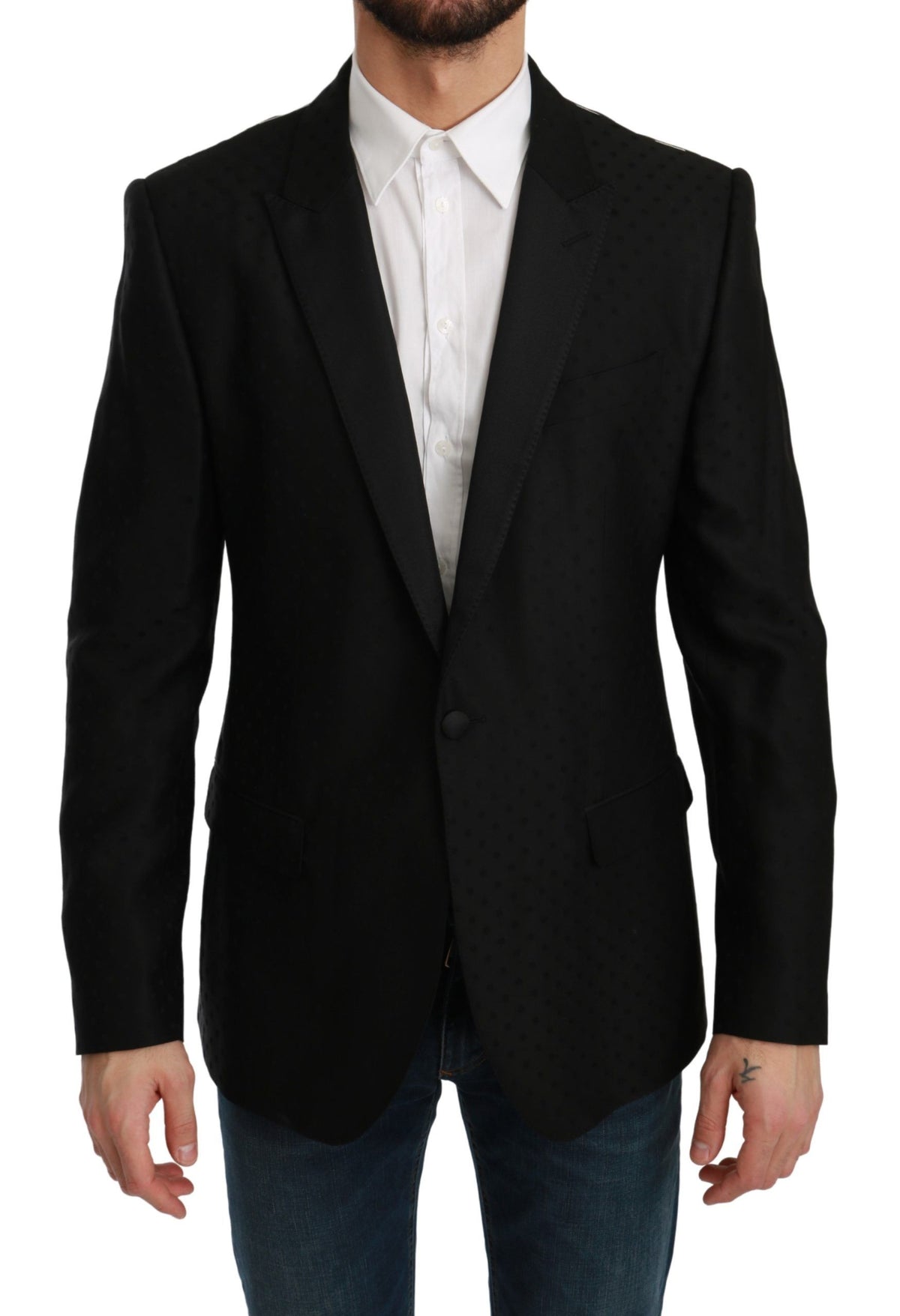 Dolce & Gabbana Polka Dotted Slim Fit Martini Jacket