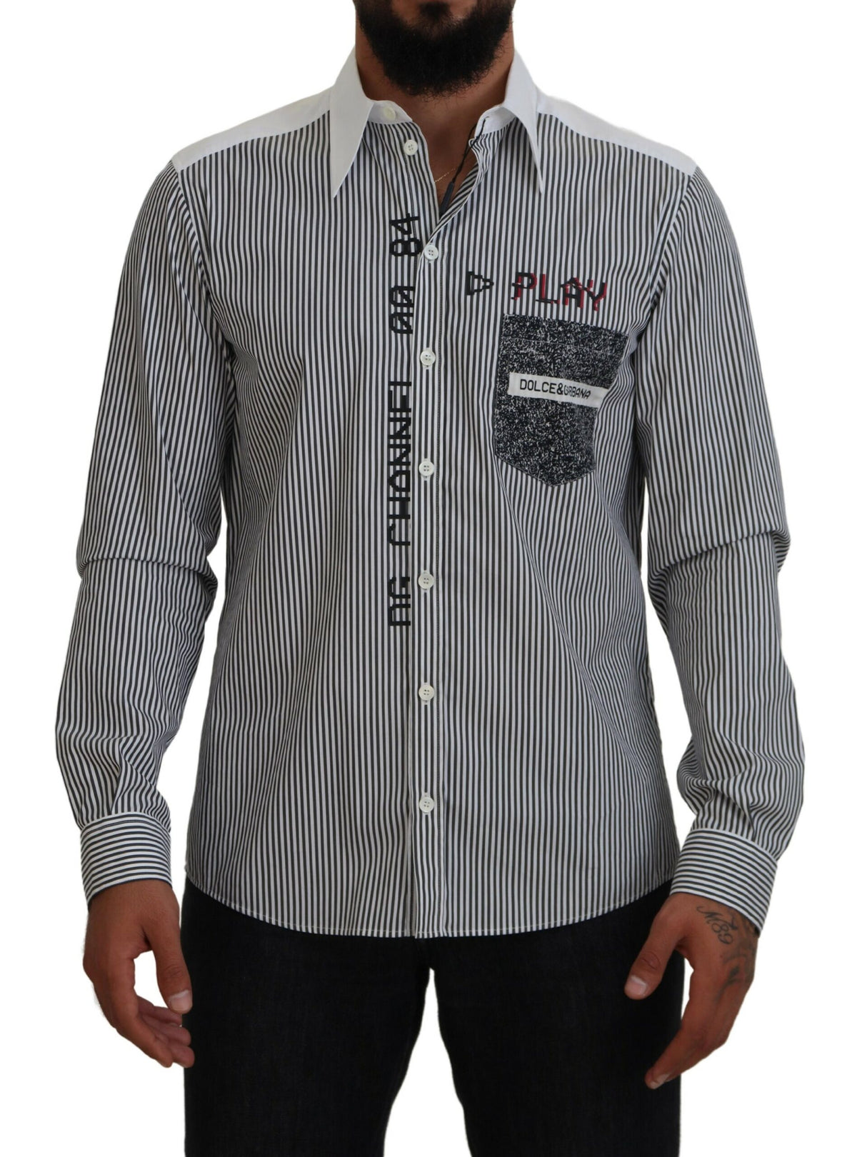 Dolce & Gabbana Classic Black and White Striped Button-Down Shirt