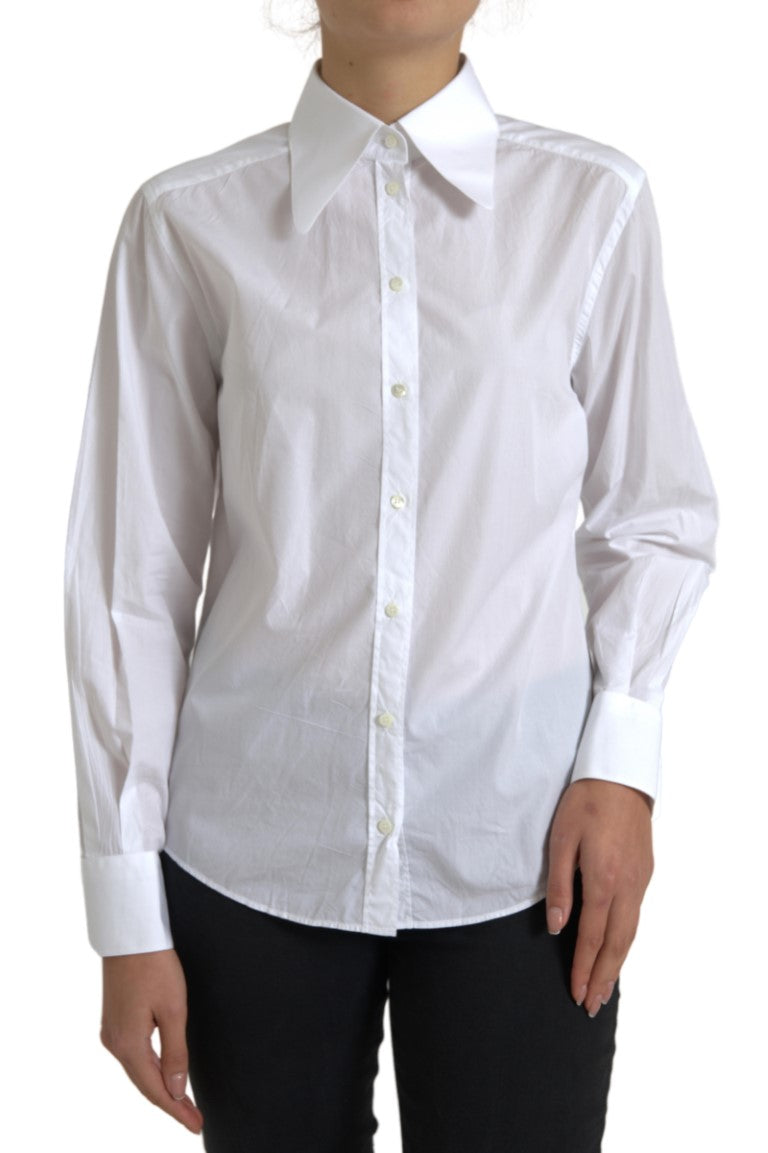 Dolce & Gabbana Elegant White Cotton Collared Top