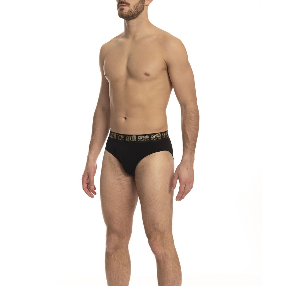 Cavalli Class Black Cotton Men's Brief Pack