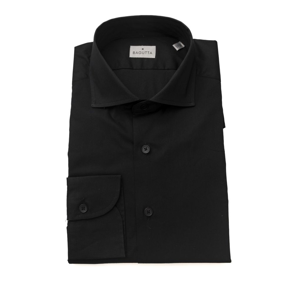 Bagutta Black Cotton Men's Slim Shirt