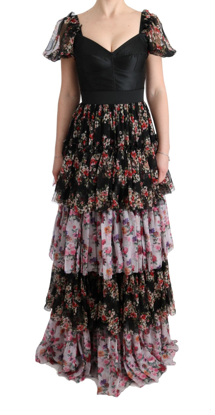 Dolce & Gabbana Elegant Floral Shift Dress in Multicolor Silk Blend