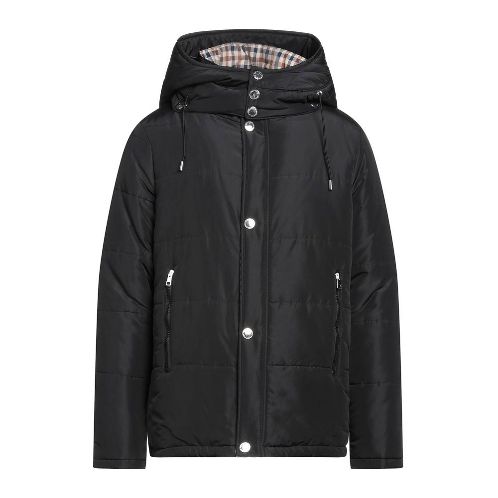 Aquascutum Elegant Black Jacket with Removable Hood