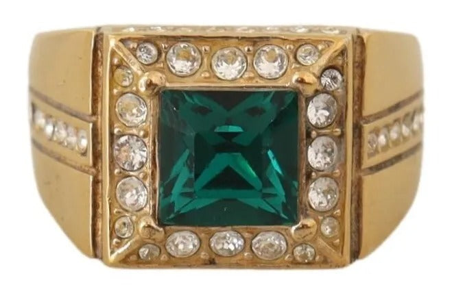 Dolce & Gabbana Gold Plated 925 Silver Green Crystal Ring