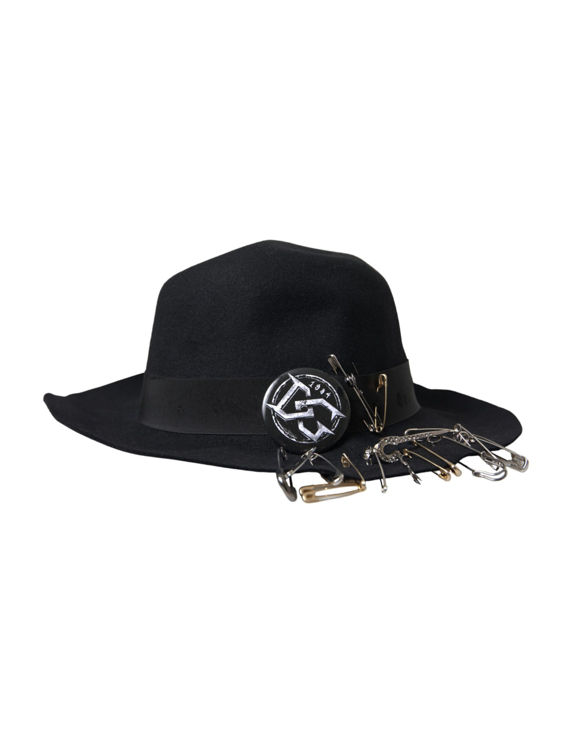 Dolce & Gabbana Black Embellished Fedora Wide Brim Hat Men