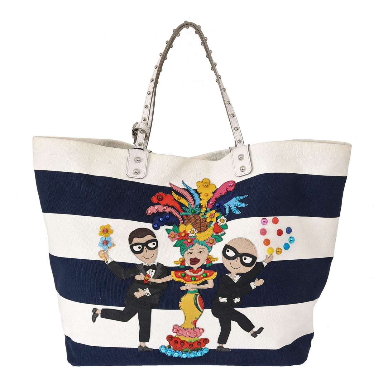 Dolce & Gabbana Chic Striped Beatrice Tote Handbag